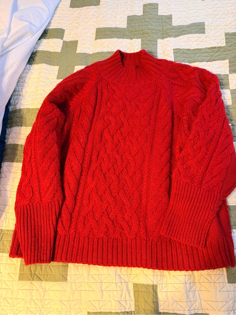 GAP Women’s Cable Knit Mock Neck Sweater - Red